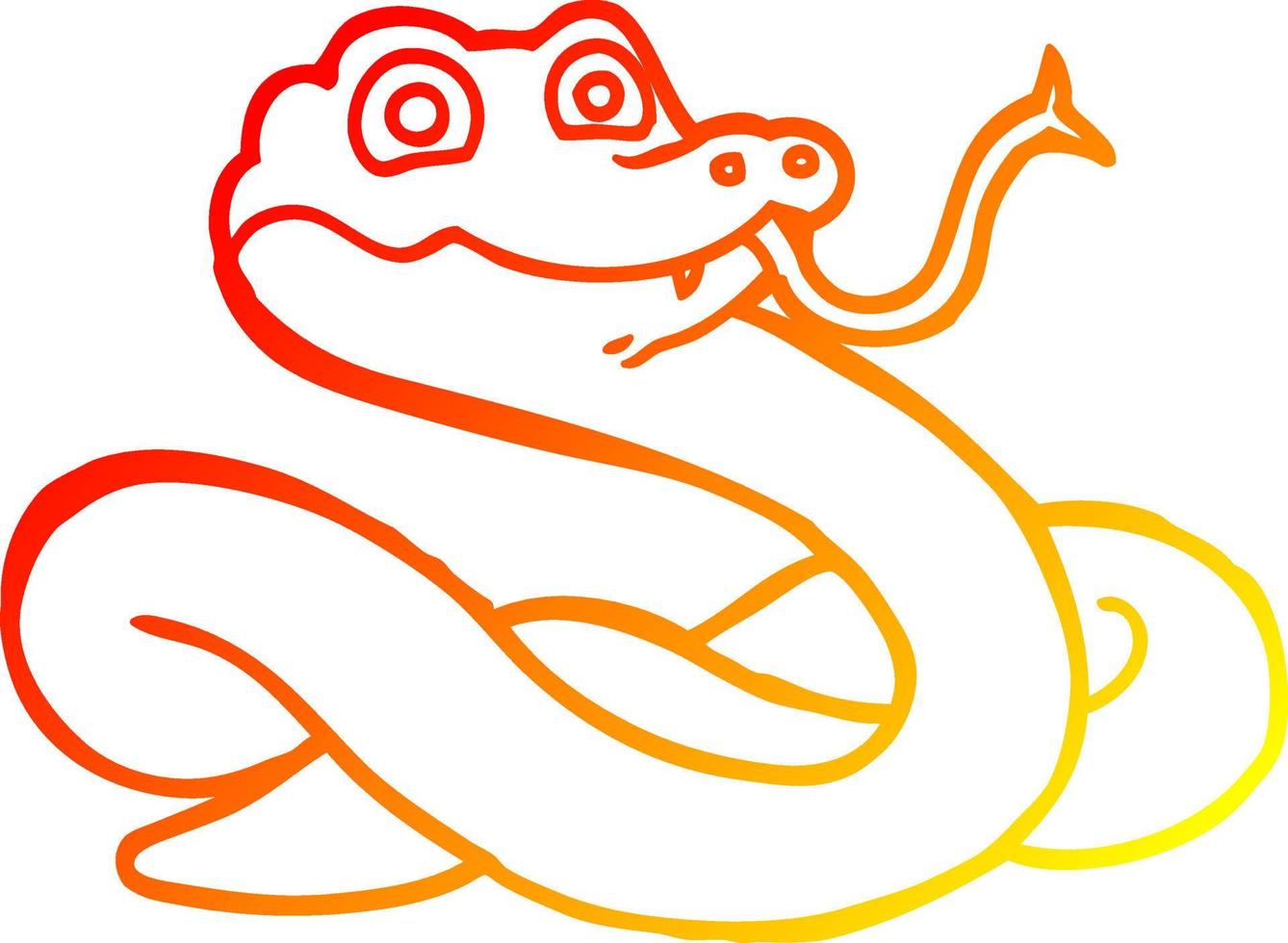 warm gradient line drawing cartoon snake vector