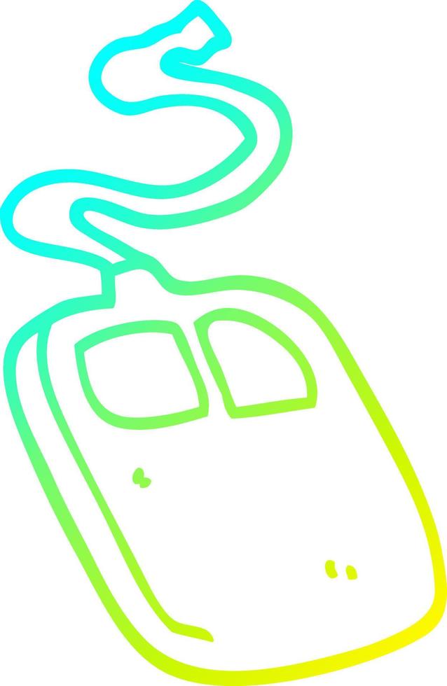 cold gradient line drawing cartoon old computer mouse vector