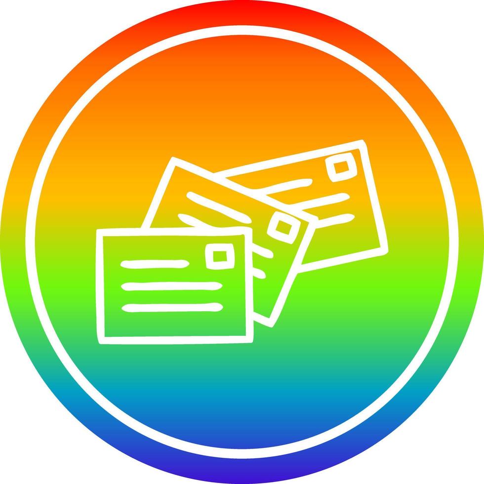 stack of letters circular in rainbow spectrum vector