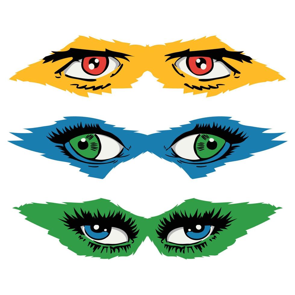 colección de ojos de estilo cómico, conjunto de ojos de color de dibujos animados vector