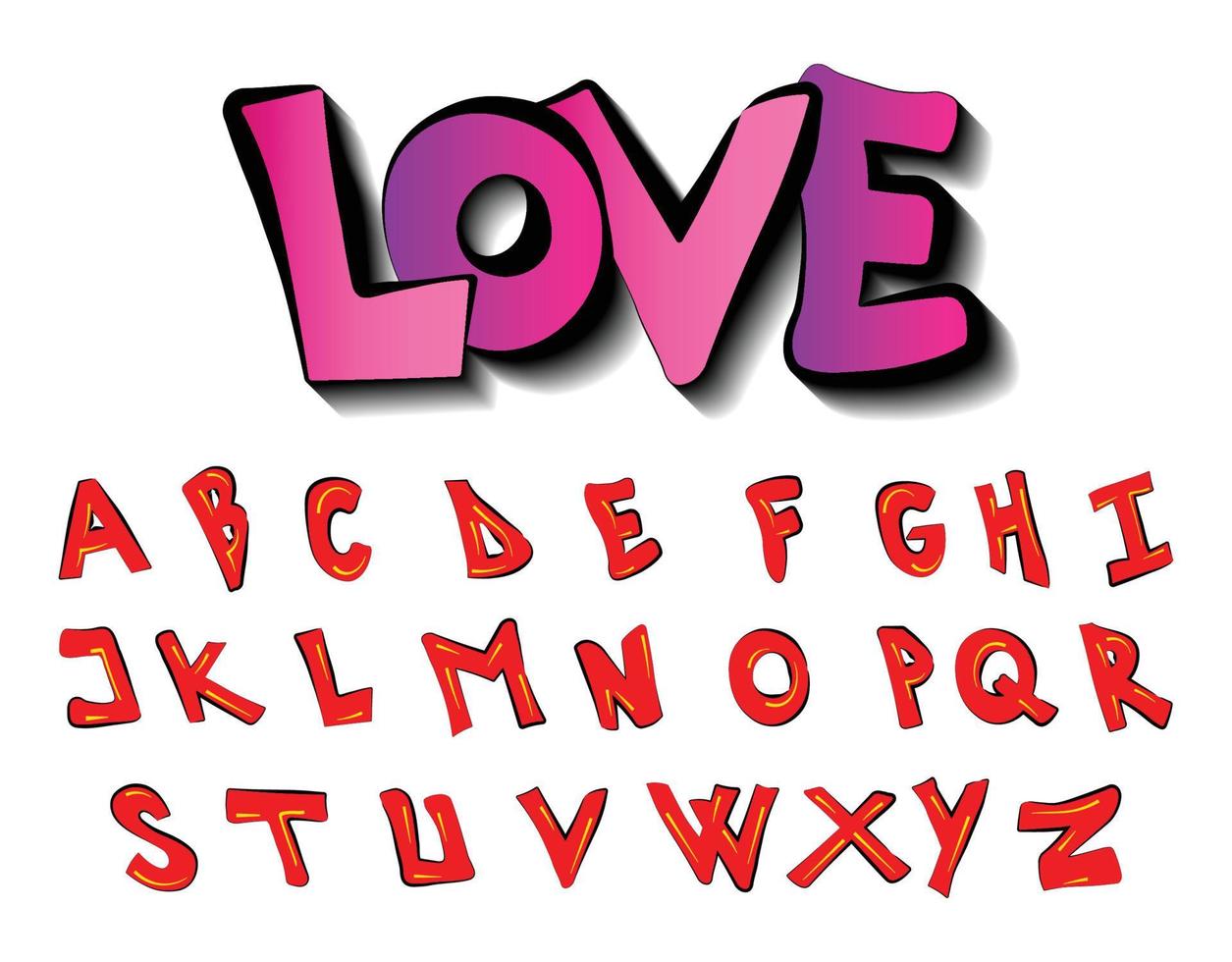 Graffiti alphabet font style A to Z Fonts, Groovy Fonts vector