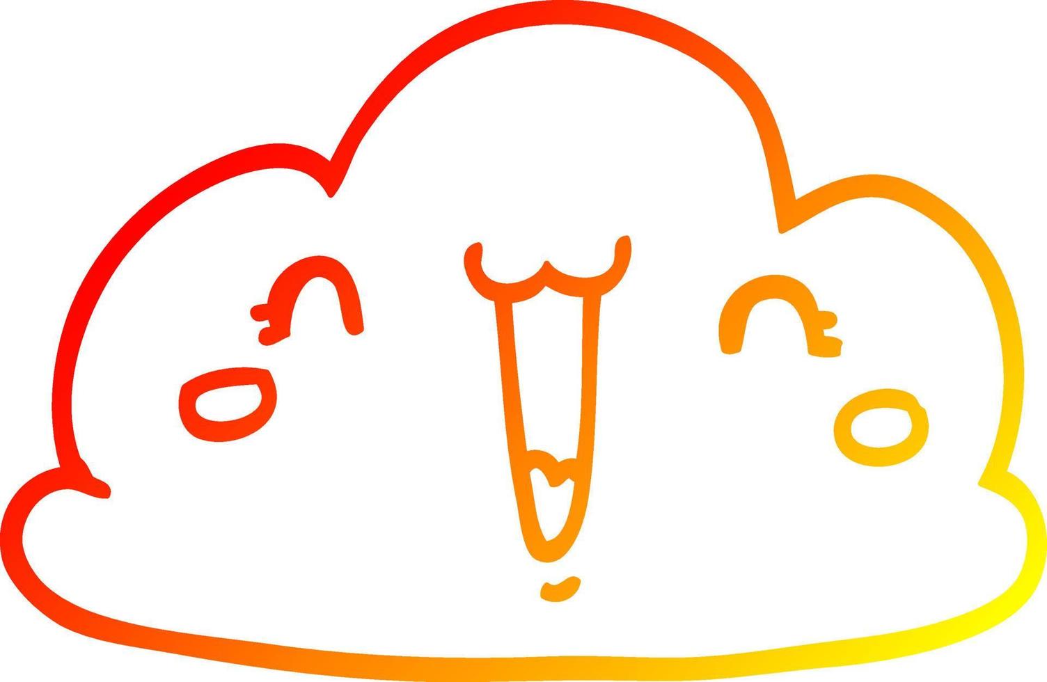 nube de dibujos animados de dibujo de línea de gradiente cálido vector