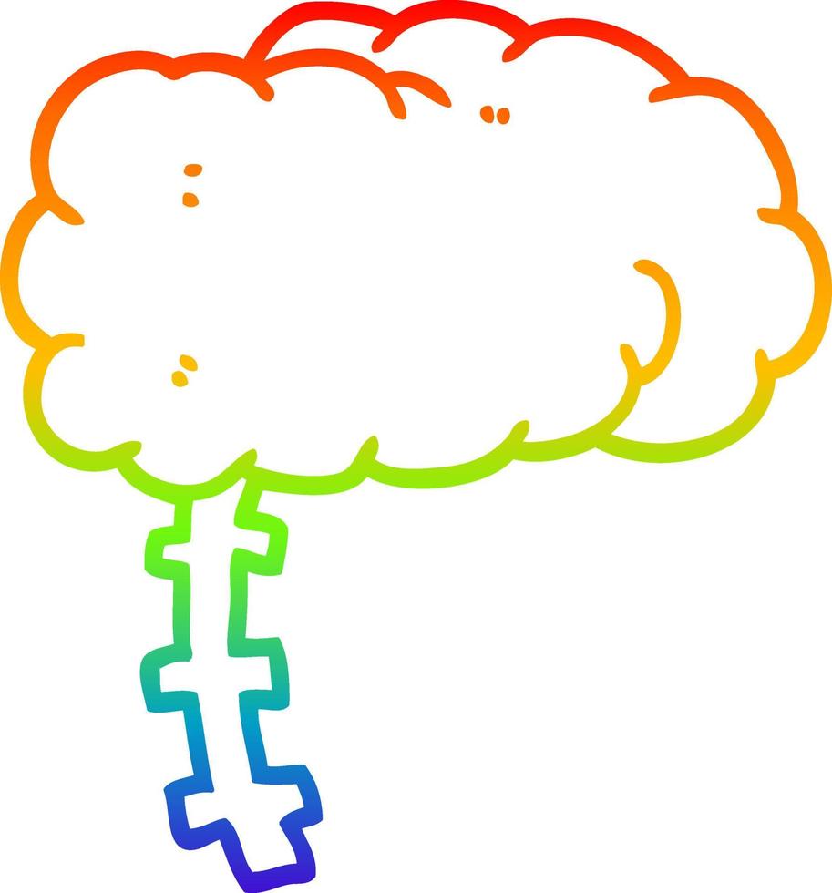 rainbow gradient line drawing cartoon brain vector