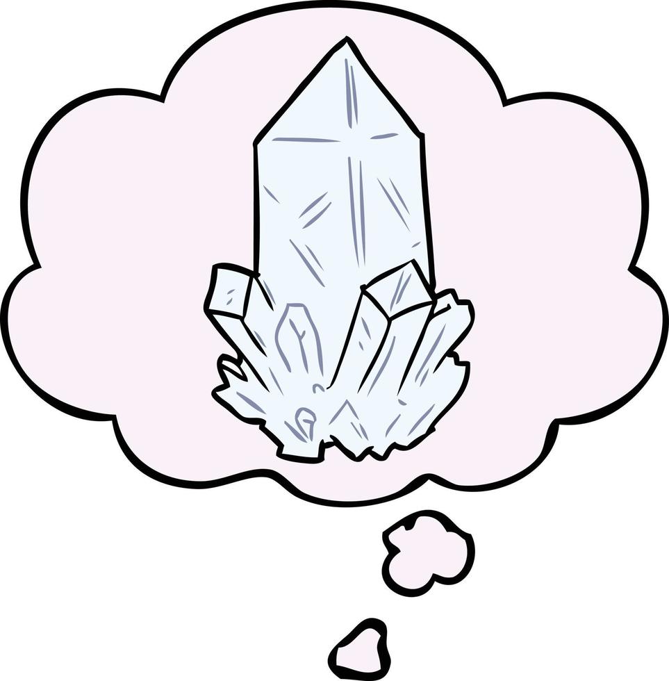 cartoon quartz crystal and thought bubble vector