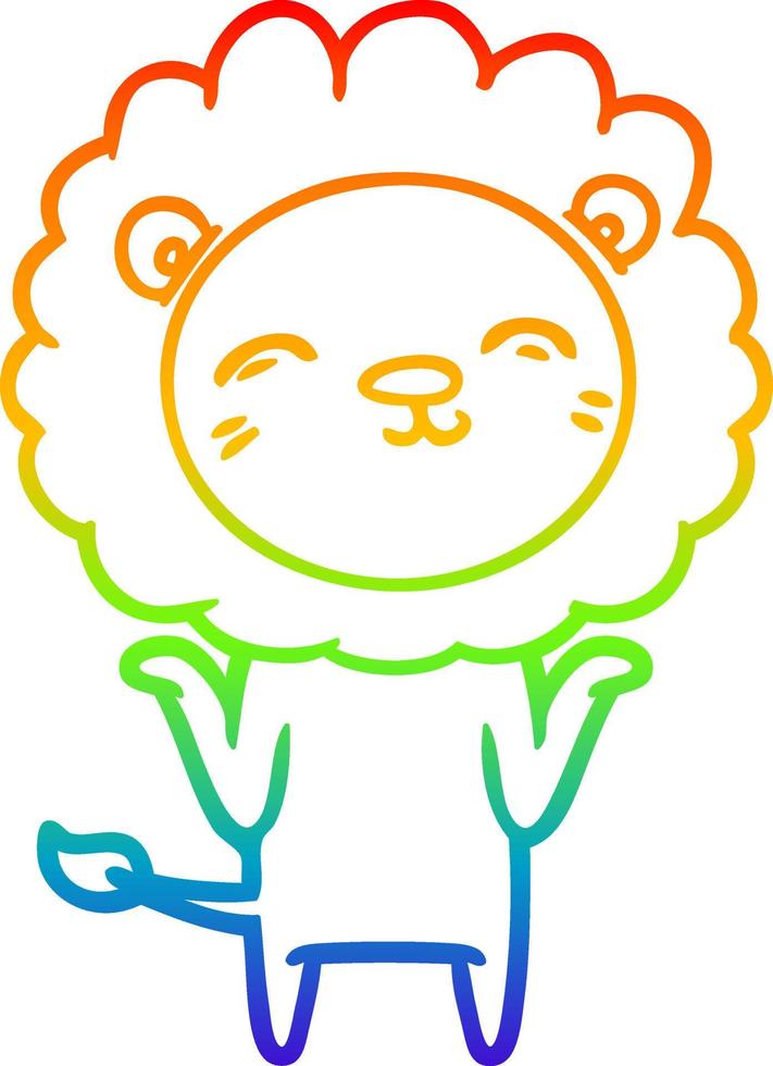 rainbow gradient line drawing cartoon lion vector