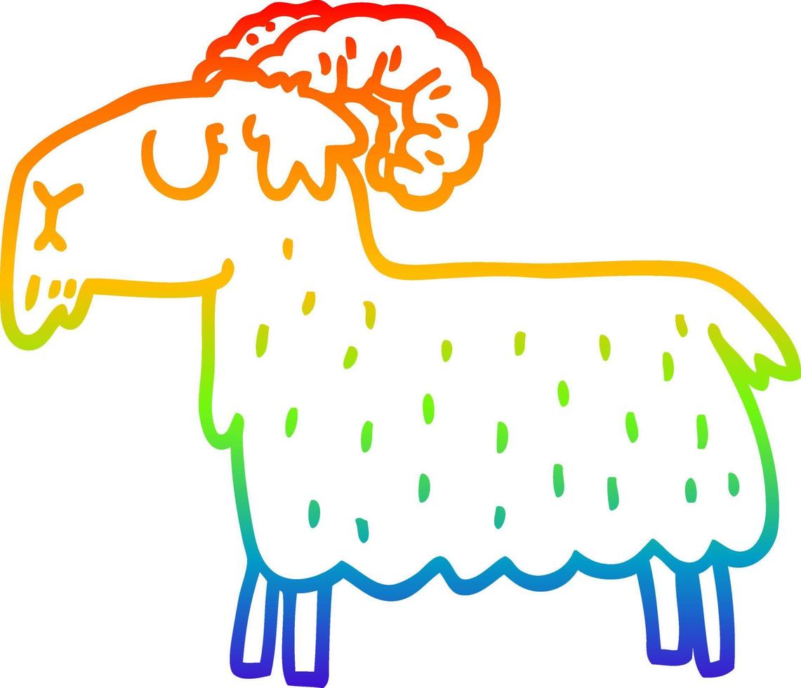 rainbow gradient line drawing cartoon black goat vector