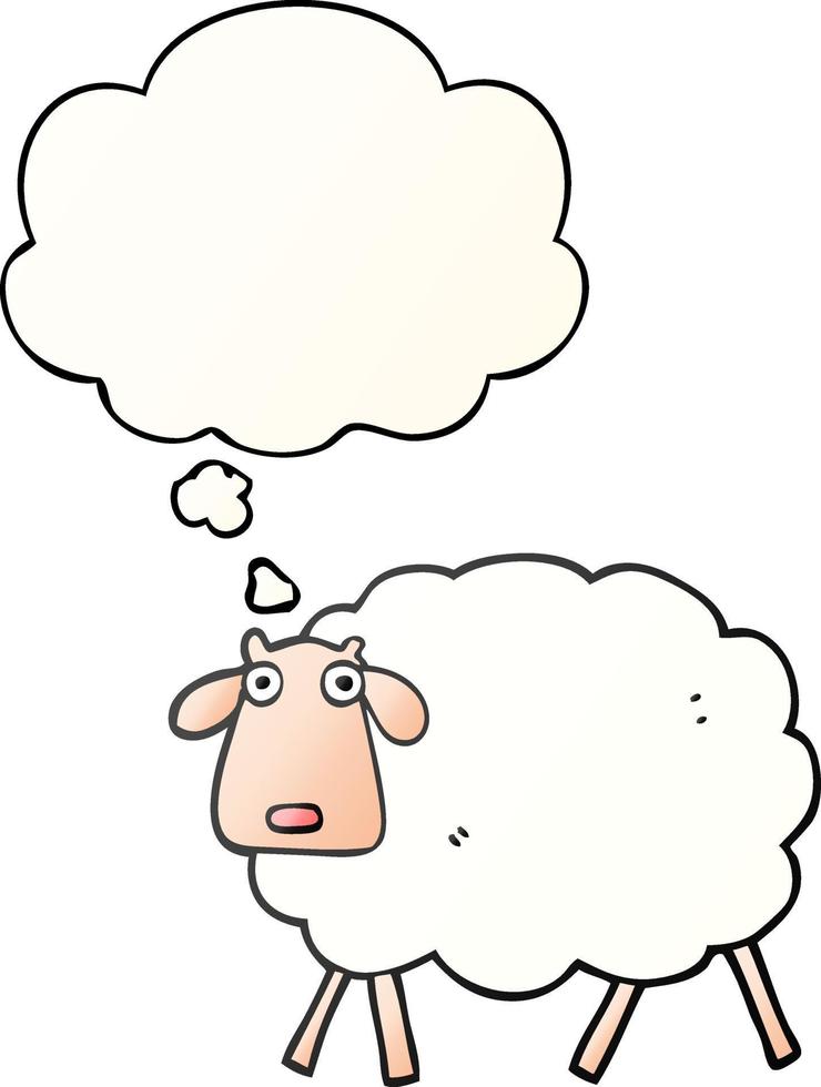 cartoon sheep and thought bubble in smooth gradient style vector
