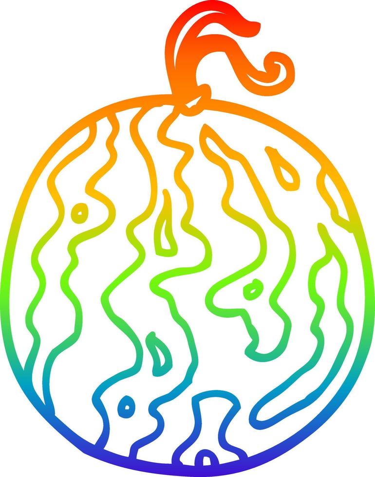 rainbow gradient line drawing cartoon melon vector