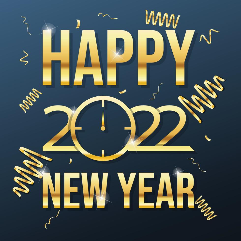 Golden Vector luxury text 2022 Happy new year