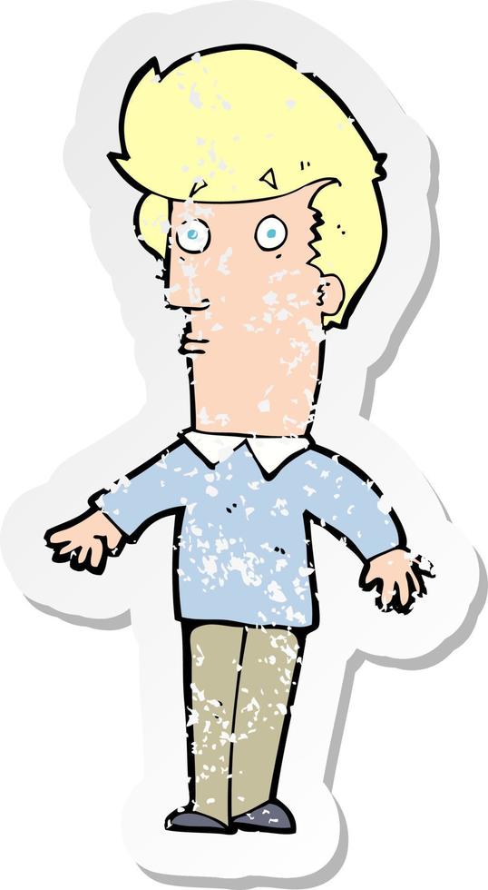 retro distressed sticker of a cartoon startled man vector