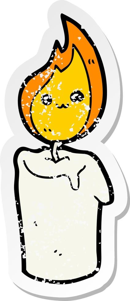 distressed sticker of a cartoon candle character vector