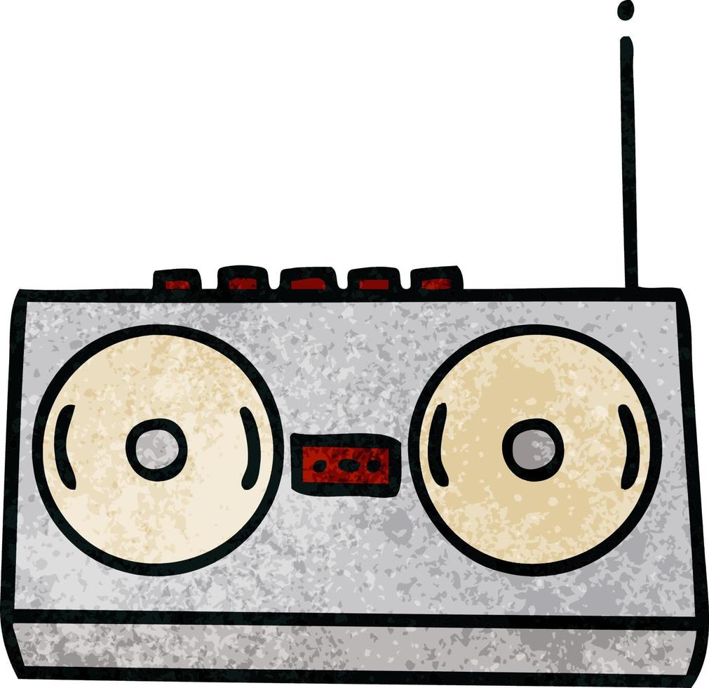 retro grunge textura dibujos animados retro radio vector