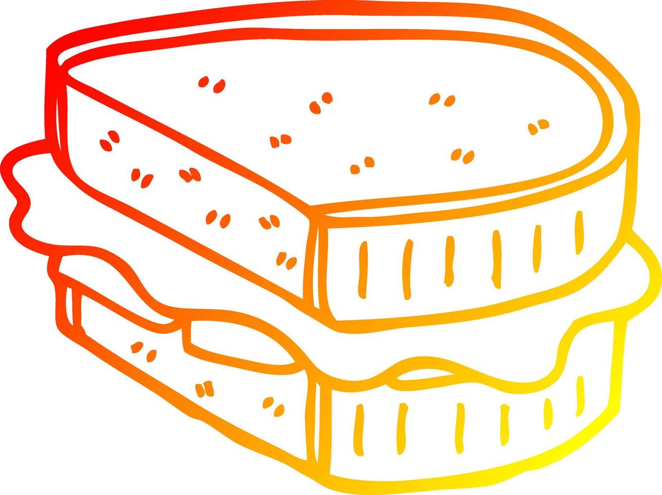 warm gradient line drawing cartoon loaded sandwich vector