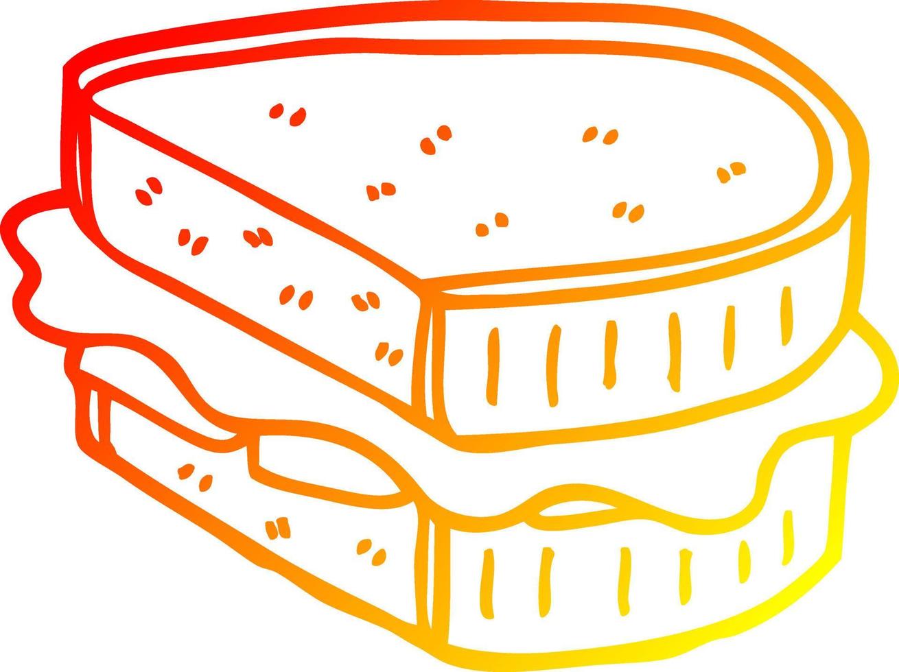 warm gradient line drawing cartoon loaded sandwich vector