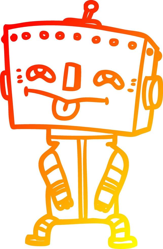 warm gradient line drawing cartoon robot vector
