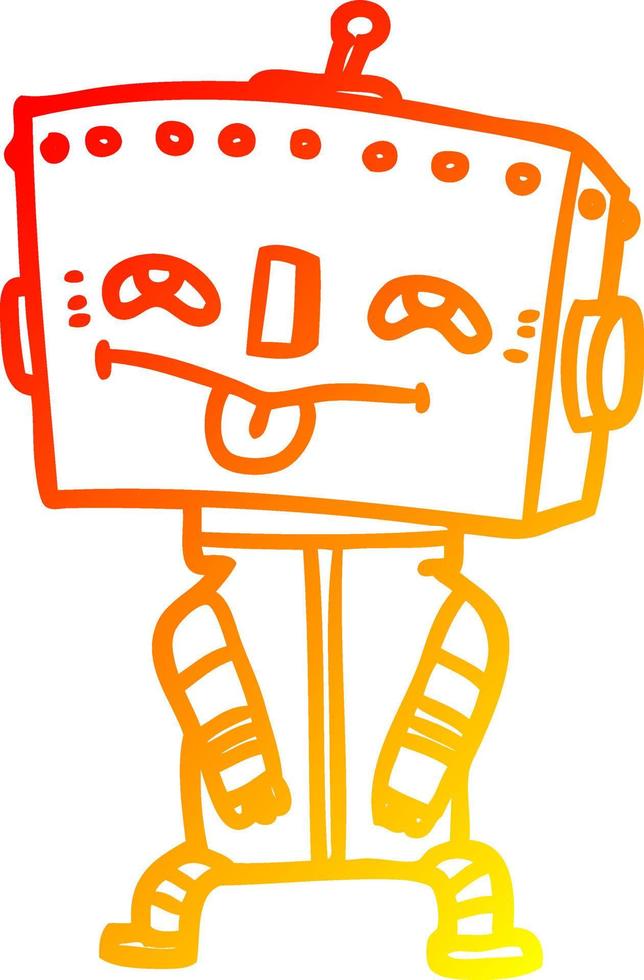 robot de dibujos animados de dibujo lineal de gradiente cálido vector