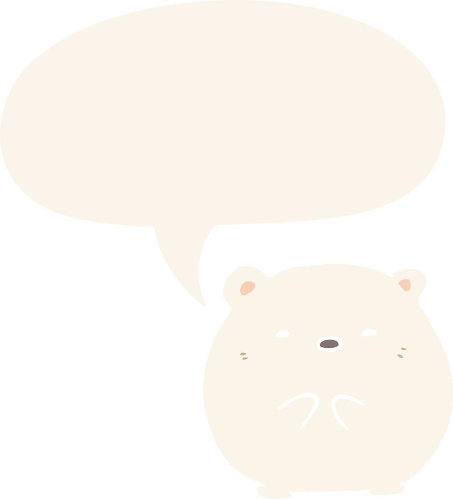 cute cartoon polar bear and speech bubble in retro style vector