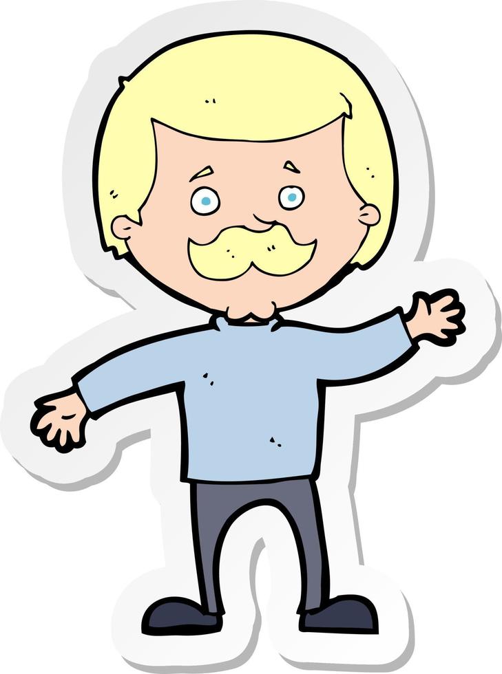 sticker of a cartoon dad waving vector