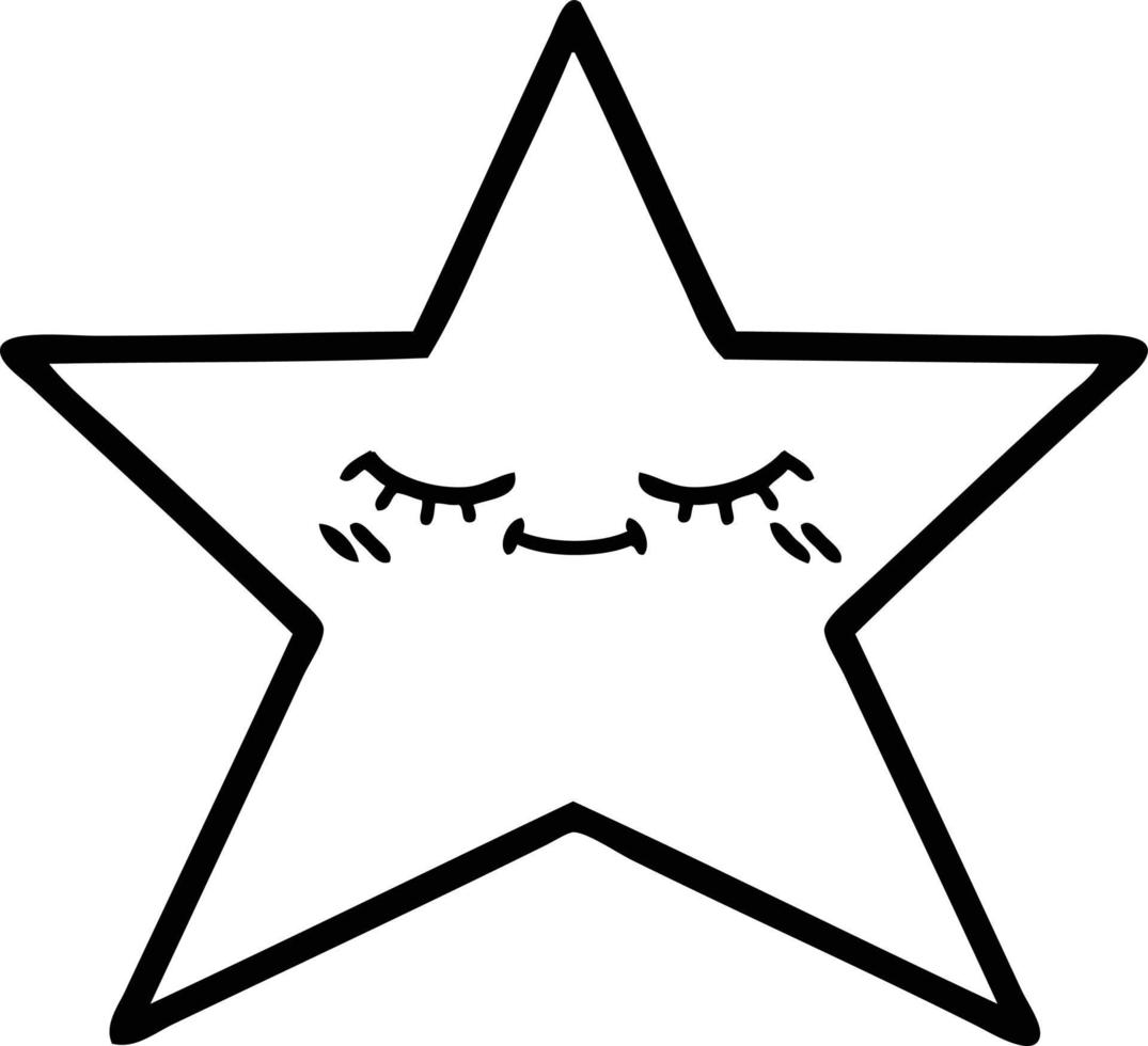 pez estrella de dibujos animados de dibujo lineal vector