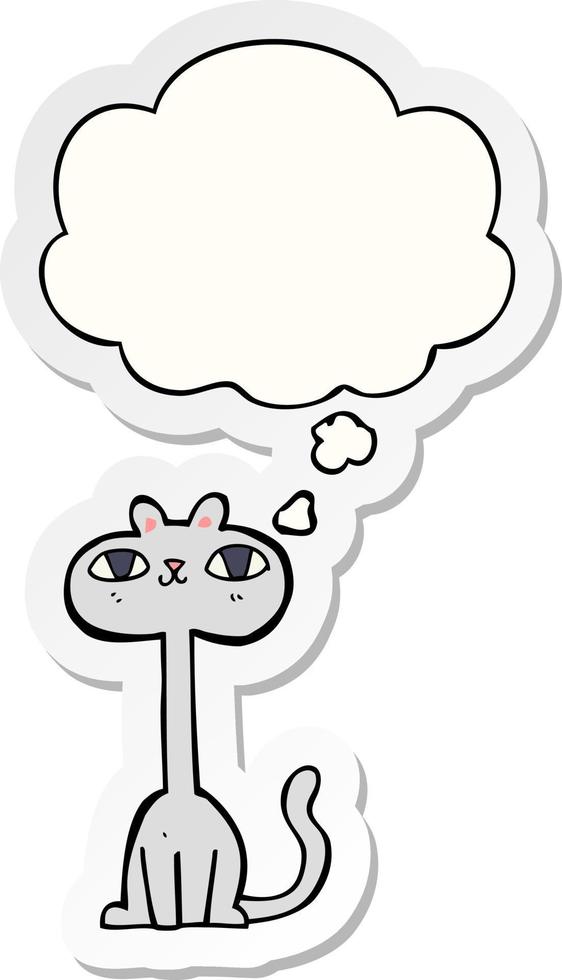 cartoon cat and thought bubble as a printed sticker vector
