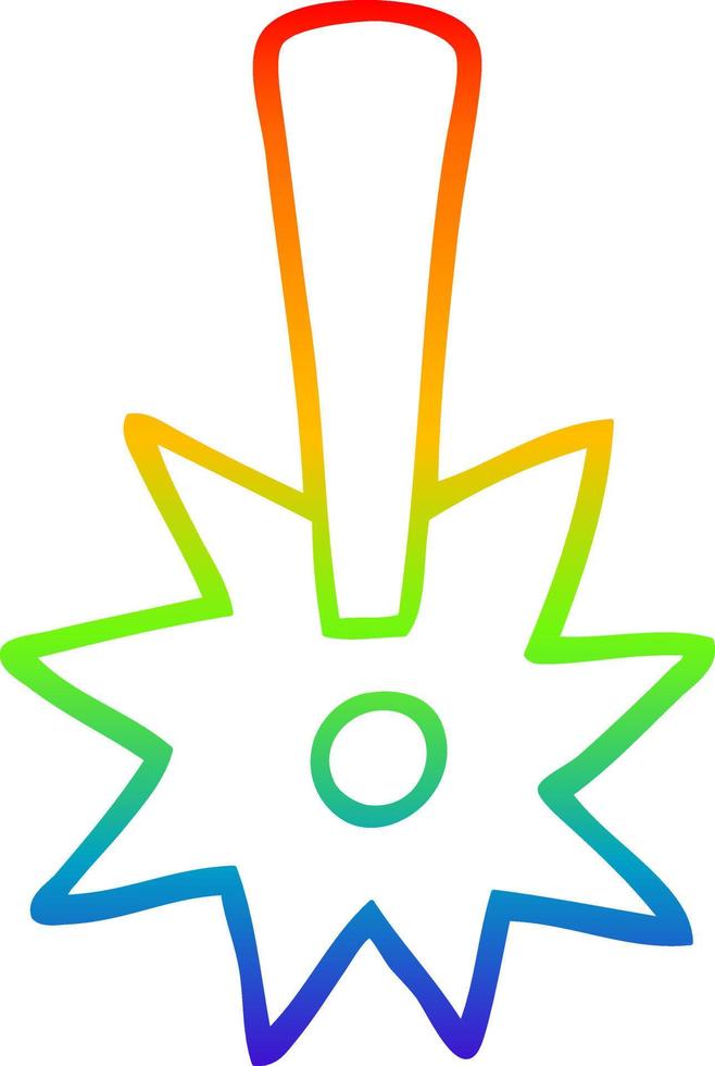 rainbow gradient line drawing cartoon exclamation mark vector