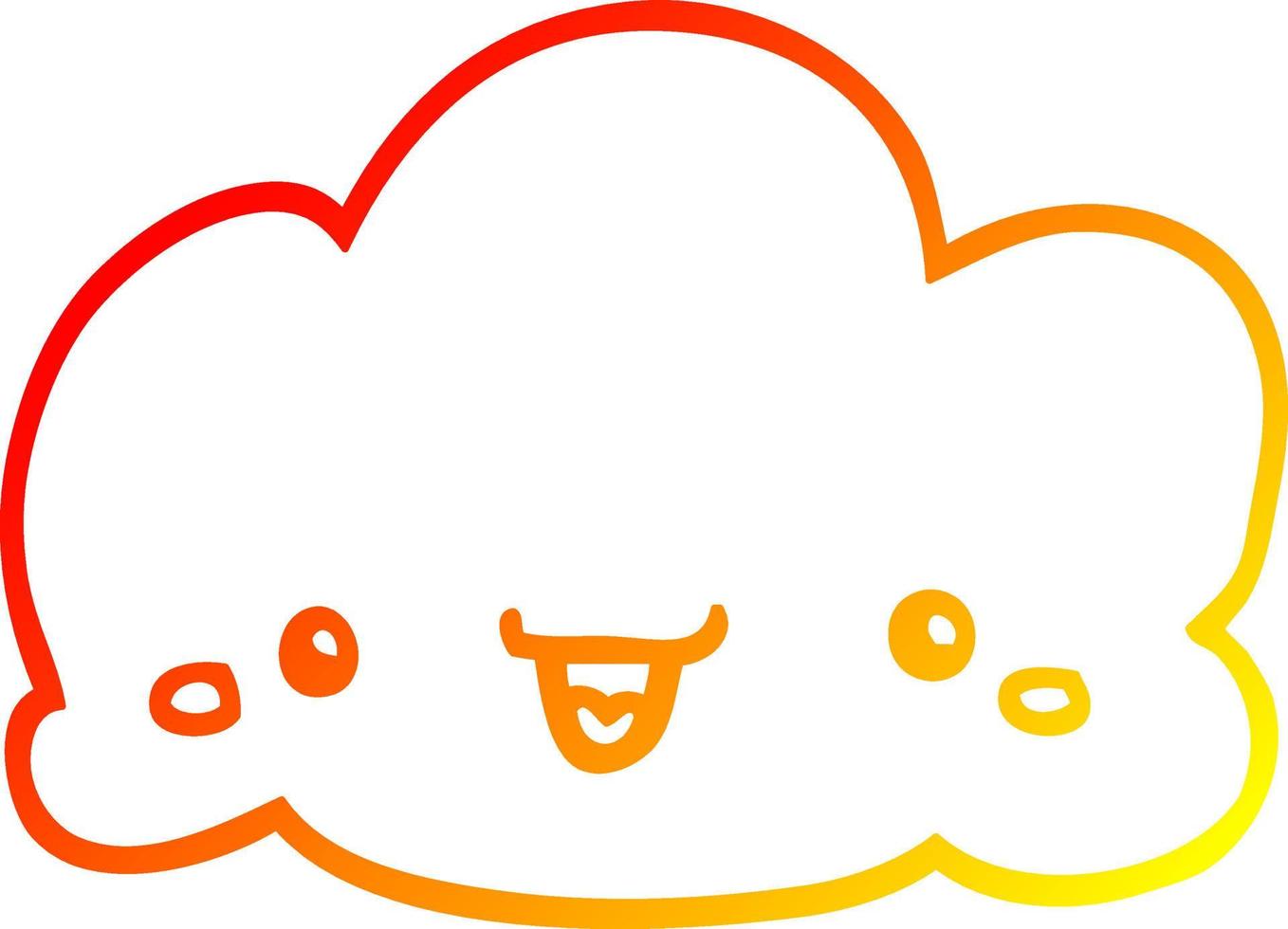 warm gradient line drawing cute cartoon cloud vector