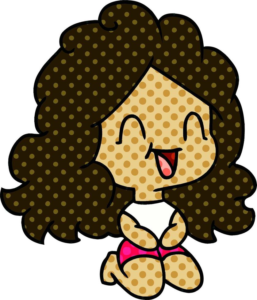 cartoon cute kawaii happy girl vector