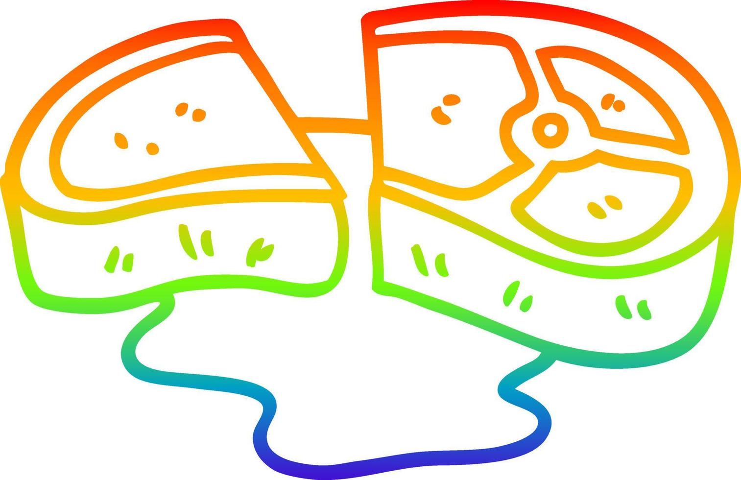 rainbow gradient line drawing cartoon rare steak vector