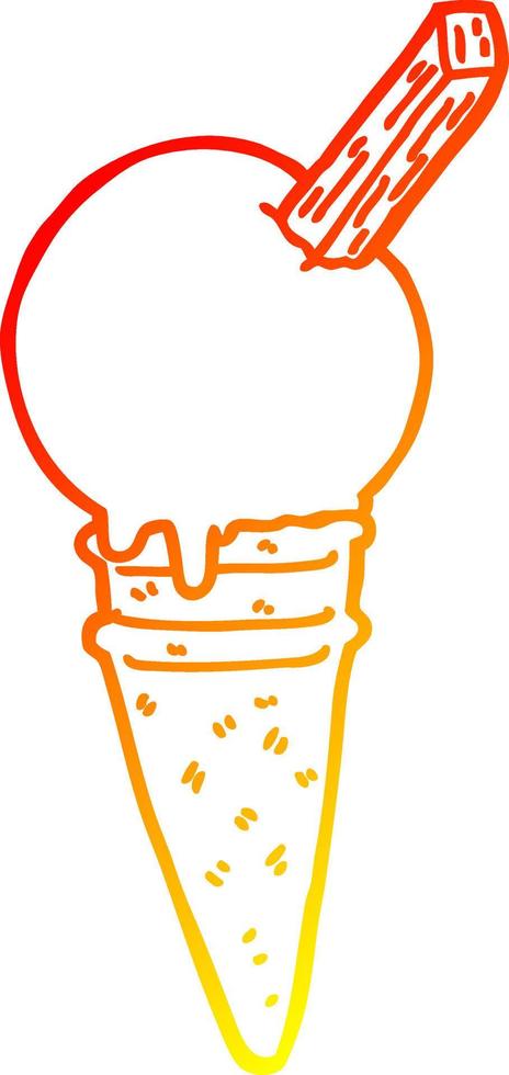 helado de dibujos animados de dibujo de línea de gradiente cálido vector