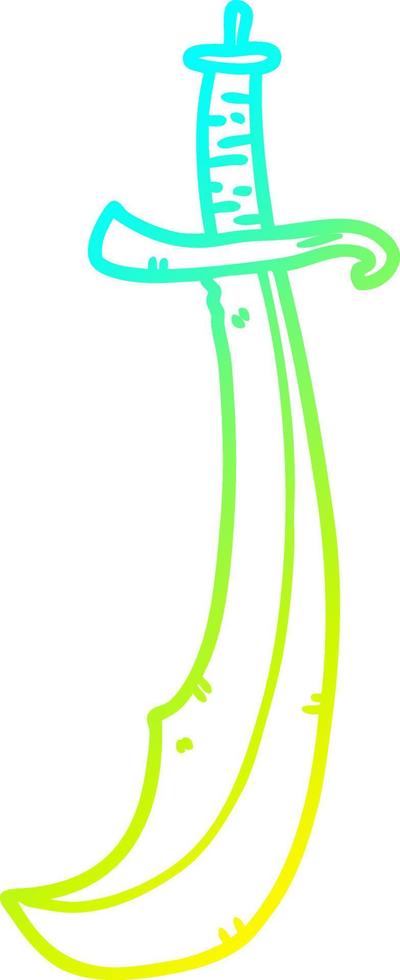 cold gradient line drawing curved sword vector