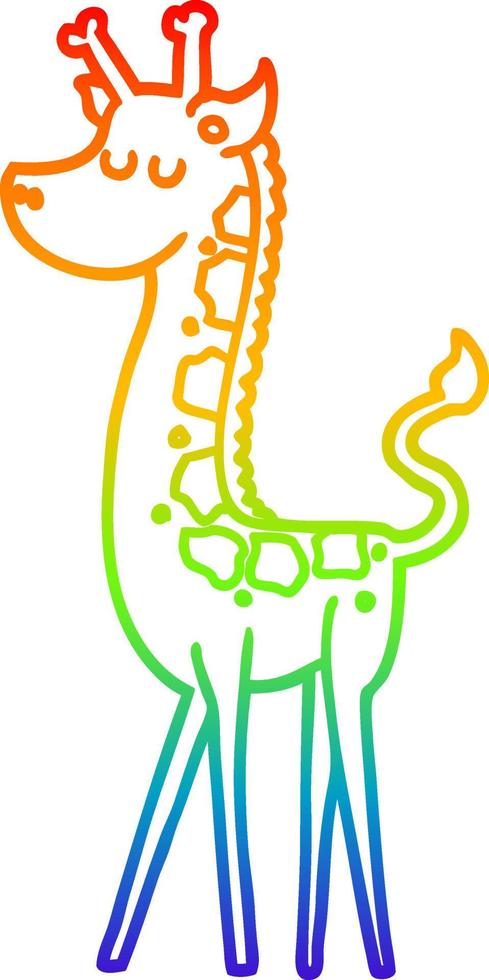 rainbow gradient line drawing cartoon giraffe vector