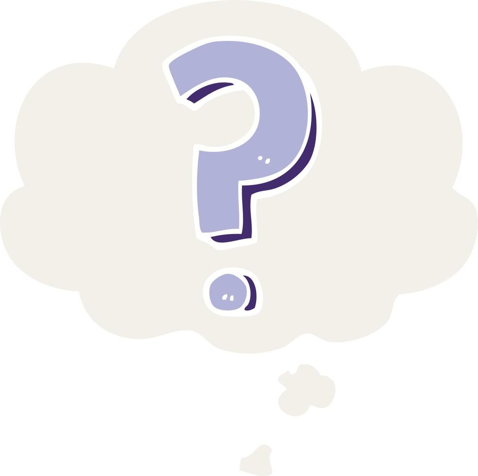 cartoon question mark and thought bubble in retro style vector