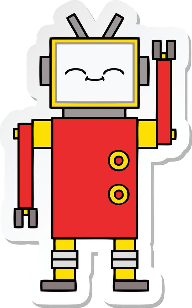 sticker of a cute cartoon robot vector