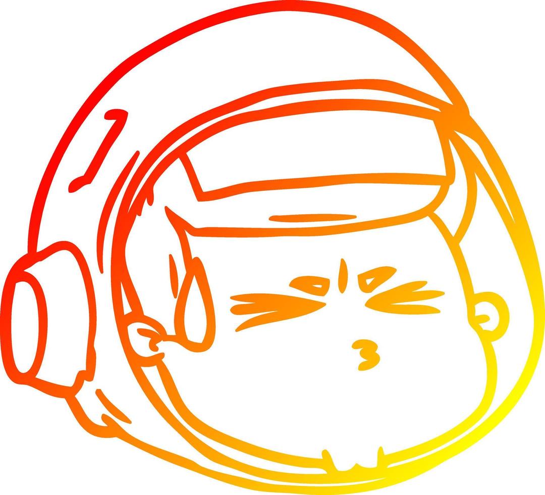 warm gradient line drawing cartoon stressed astronaut face vector