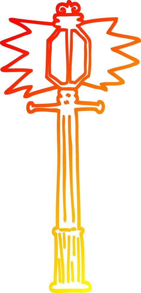 warm gradient line drawing cartoon lamp post vector