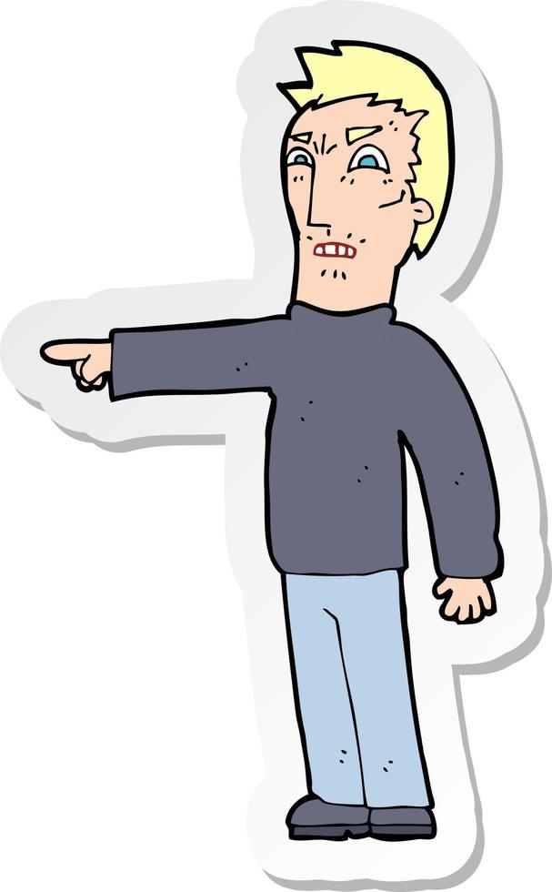 sticker of a cartoon angry man pointing vector