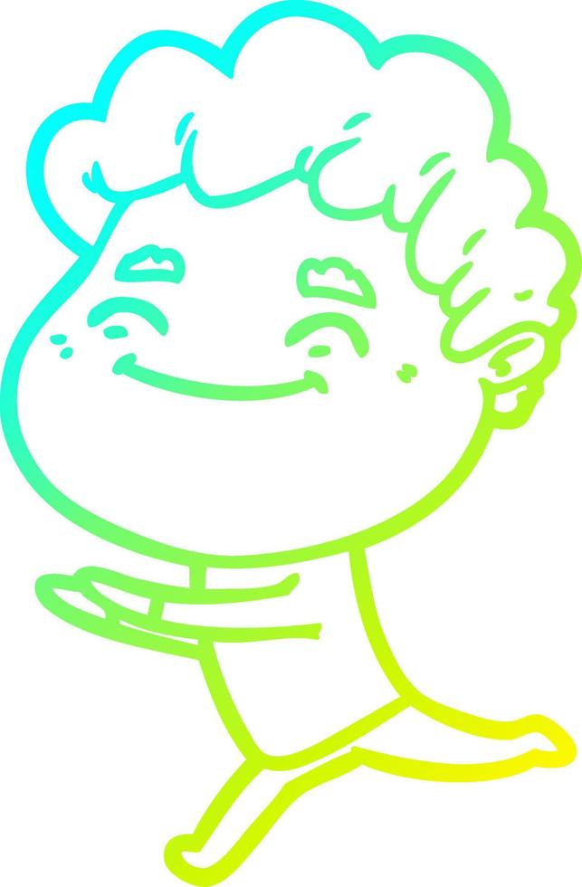 cold gradient line drawing cartoon friendly man vector