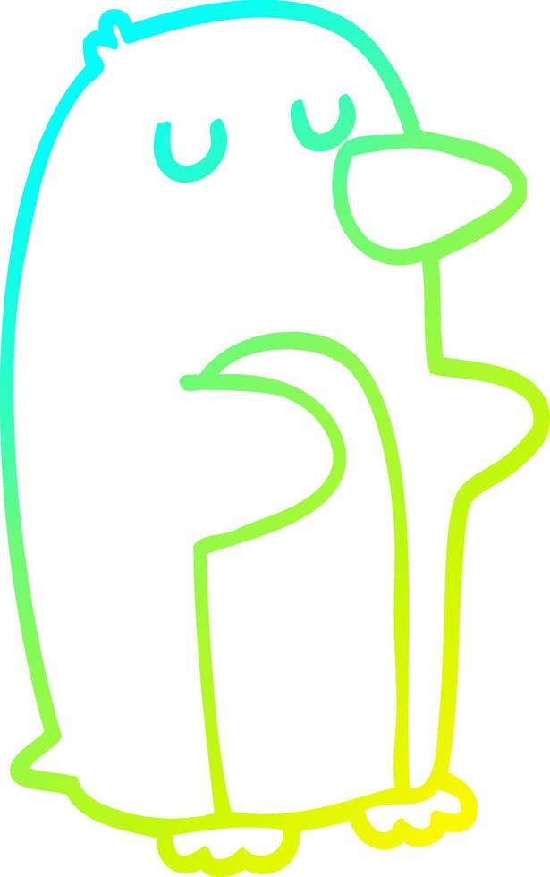 cold gradient line drawing cartoon penguin vector