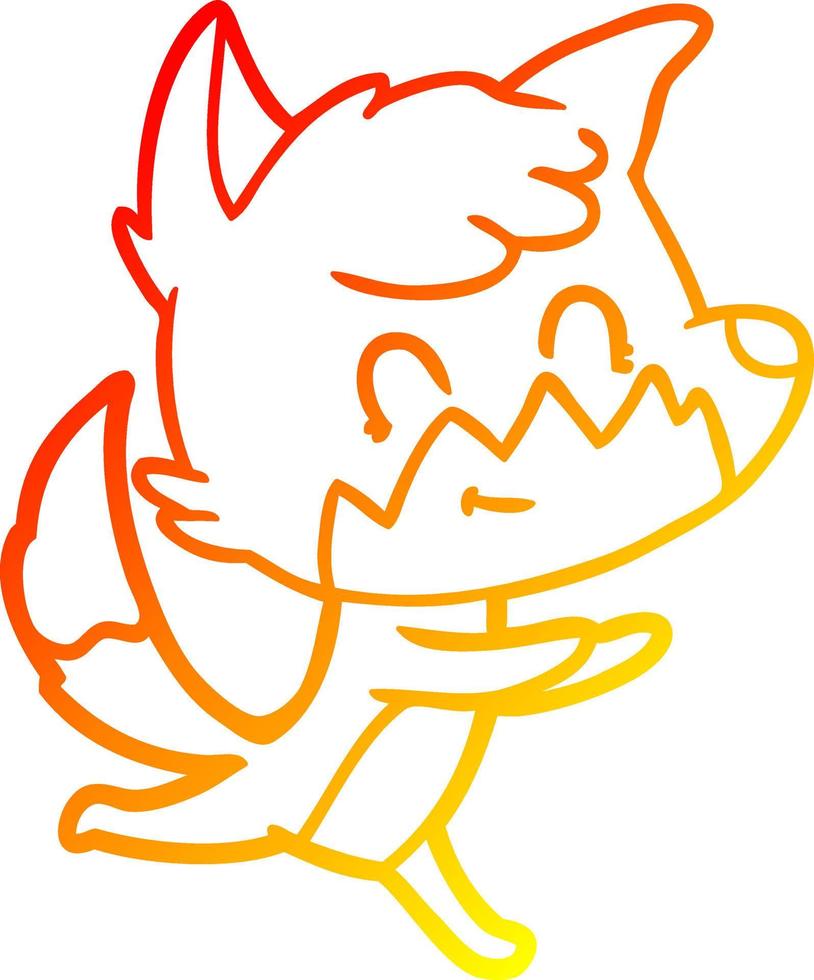 warm gradient line drawing cartoon friendly fox vector