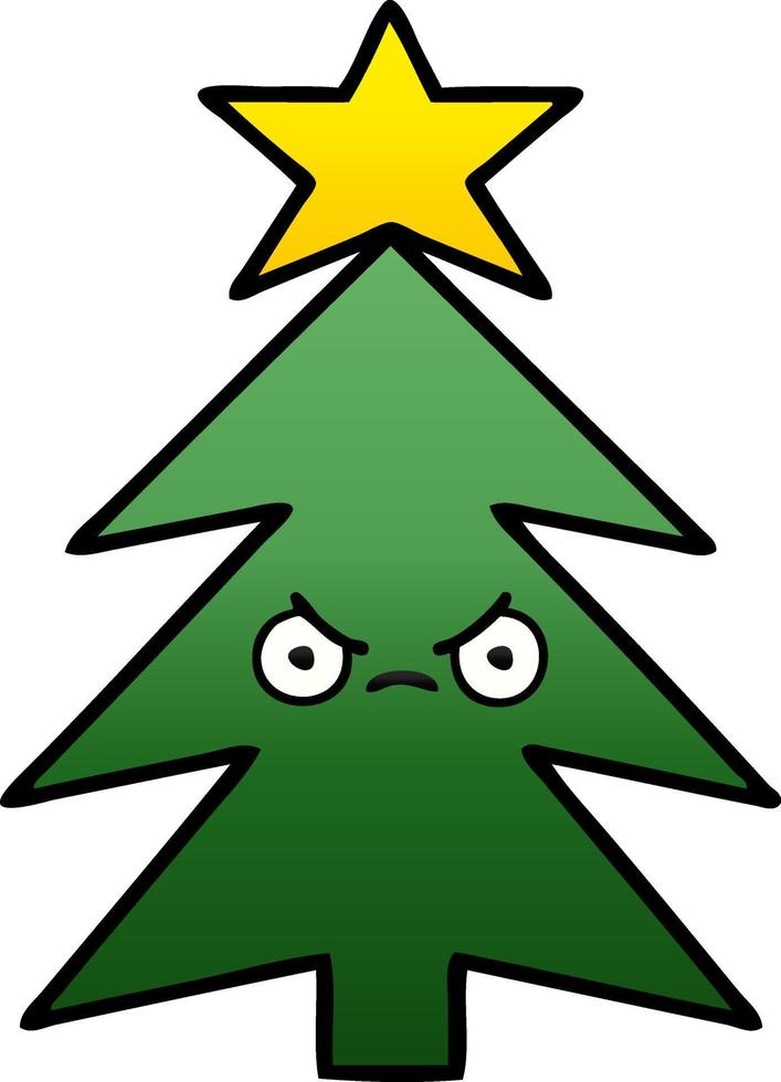 gradient shaded cartoon christmas tree vector