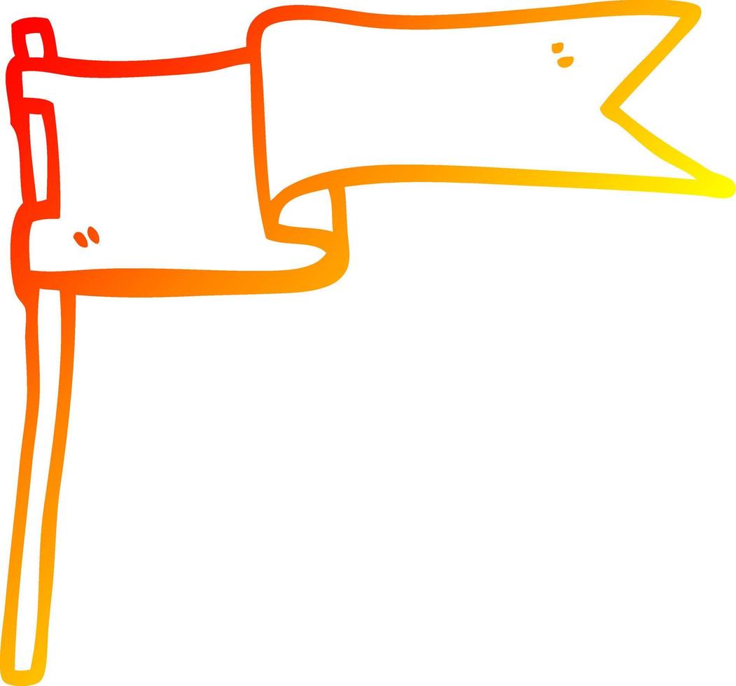 warm gradient line drawing cartoon flag waving in wind vector