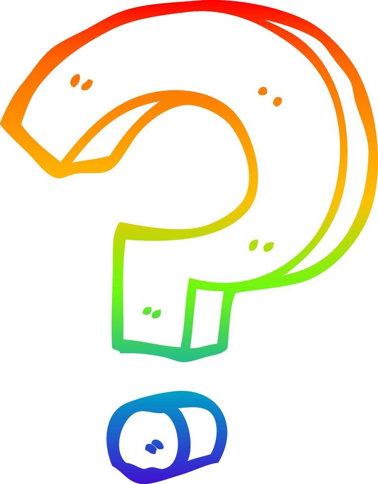 rainbow gradient line drawing cartoon question mark vector