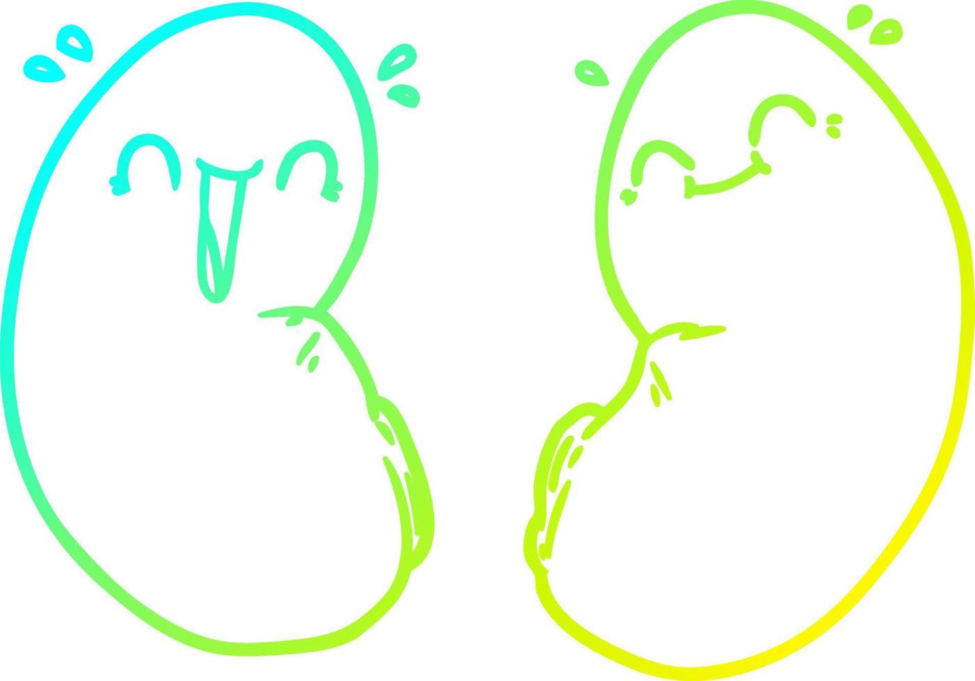 cold gradient line drawing cartoon happy kidneys vector
