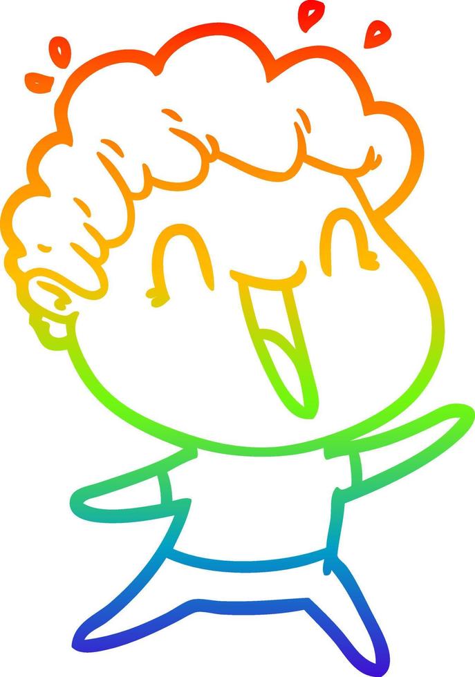 rainbow gradient line drawing cartoon happy man vector
