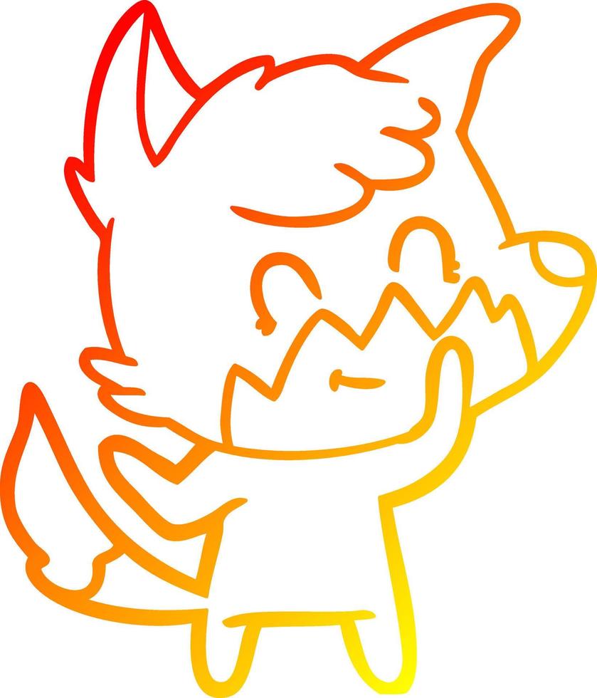 warm gradient line drawing cartoon friendly fox vector