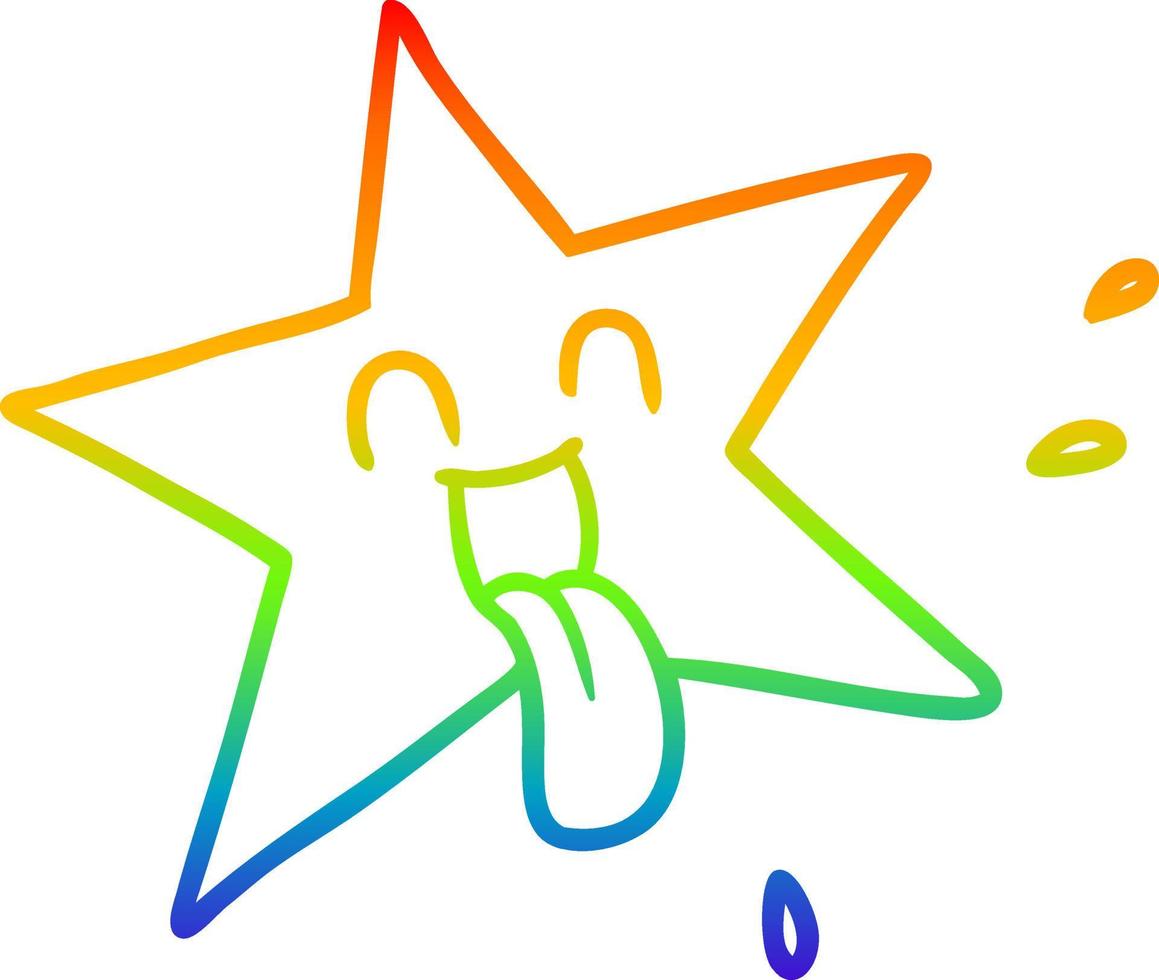 rainbow gradient line drawing cartoon star vector