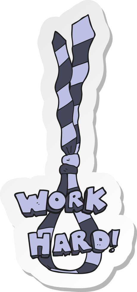 sticker of a cartoon work hard symbol vector