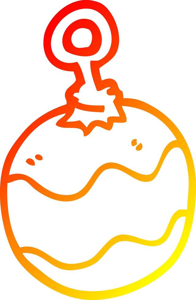 warm gradient line drawing cartoon christmas bauble vector