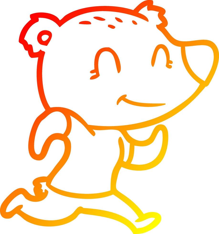 warm gradient line drawing healthy runnning bear cartoon vector