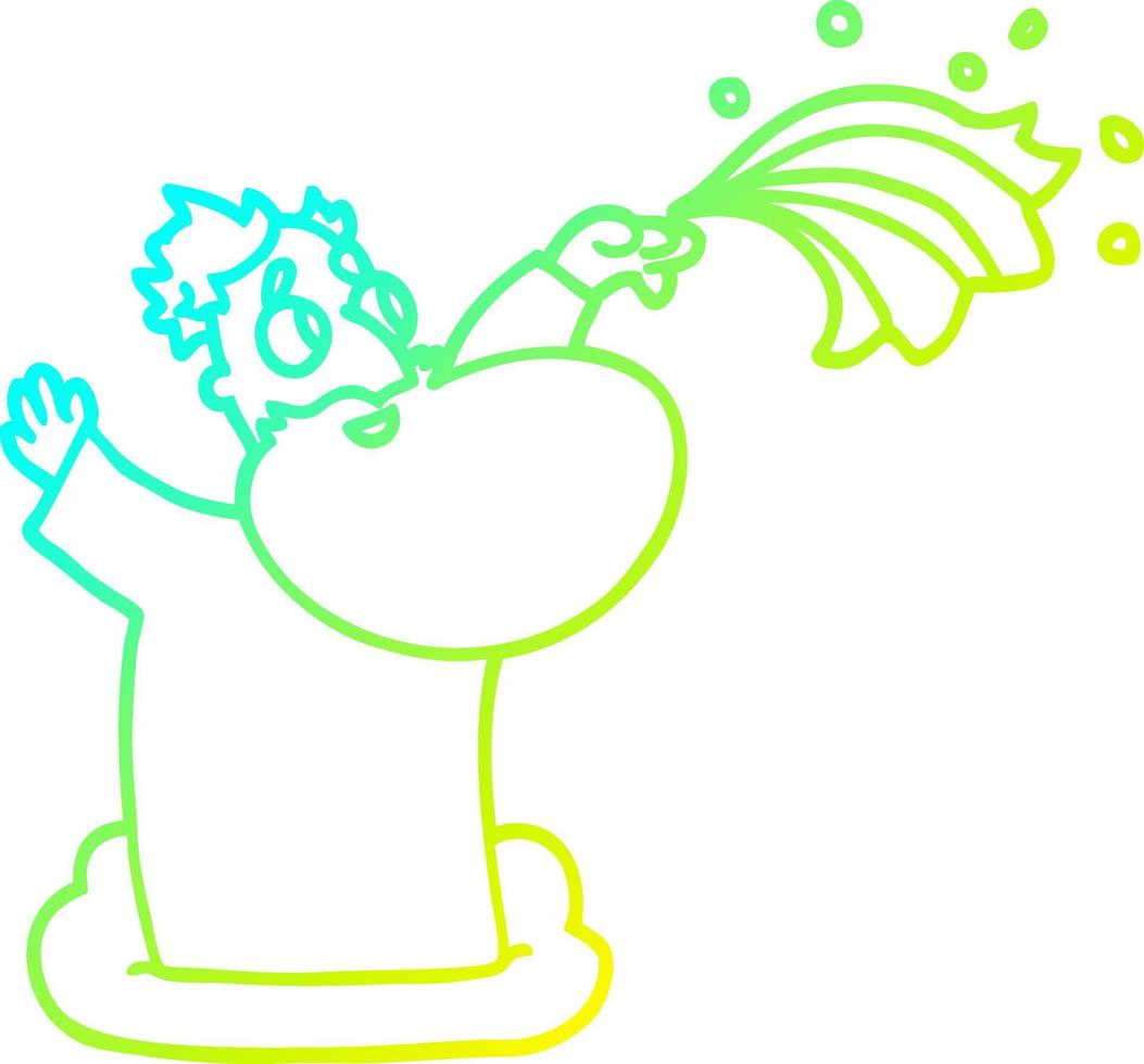 cold gradient line drawing cartoon god on cloud vector